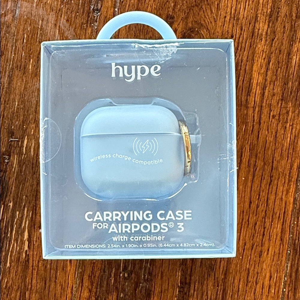 NEW unused Hype AirPods 3 carrying case with carabiner- Blue